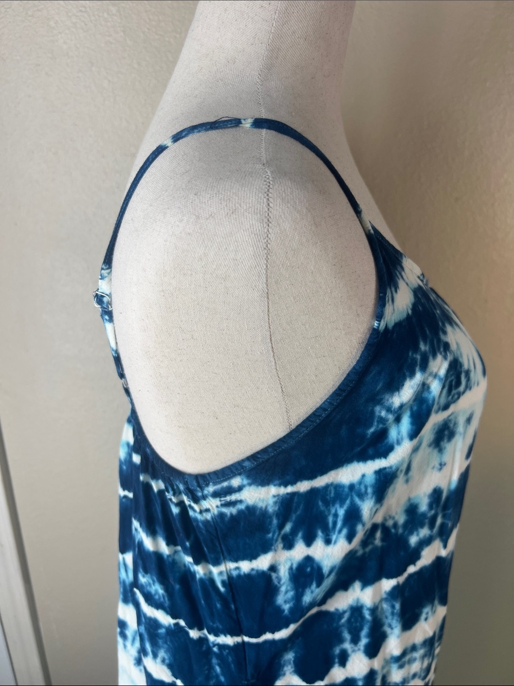 Blue Tie-Dye Spaghetti Strap Maxi Dress - Picture 5 of 7